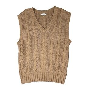 AMERICAN EAGLE Brown Cable Knit Sweater Vest Womens LARGE Fall Preppy Academia